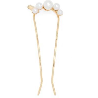 Tasha Faux Pearl Metal Hair Stick In Gold