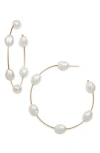 Tasha Faux Pearl Open Hoop Earrings In Gold