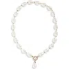 Tasha Faux Pearl Pendant Collar Necklace In White