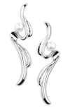 Tasha Faux Pearl Swirl Drop Earrings In Silver
