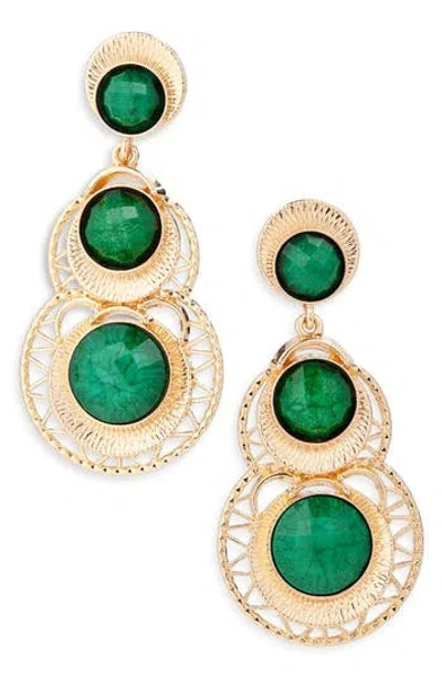 Tasha Faux Stone Drop Earrings In Gold