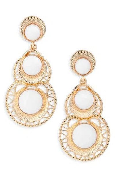 Tasha Faux Stone Drop Earrings In Gold