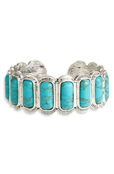 Tasha Faux Turquoise Cuff Bracelet In Metallic