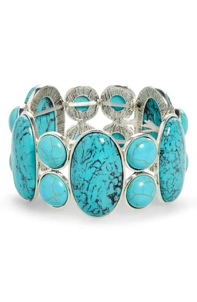 Tasha Faux Turquoise Stretch Bracelet In Blue