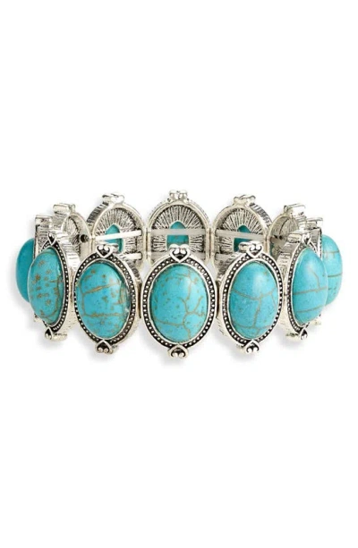 Tasha Faux Turquoise Stretch Bracelet In Metallic