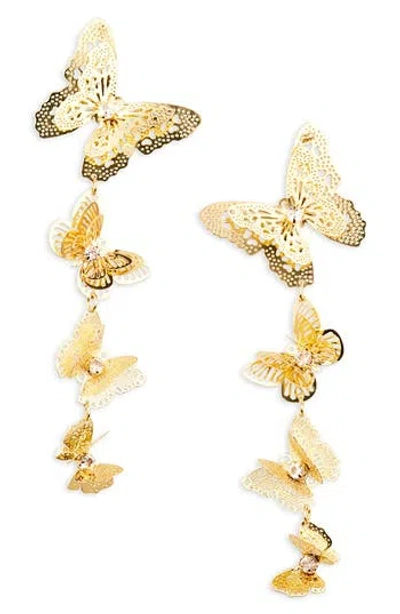 Tasha Filigree Butterfly Drop Earrings In Gold