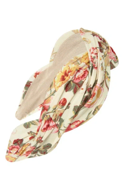 Tasha Floral Braided Headband In Ivory Floral