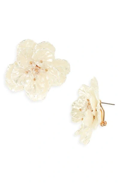 Tasha Floral Imitation Pearl Stud Earrings In Gold