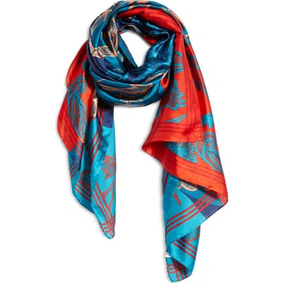 Tasha Floral Print Satin Scarf In Multi