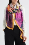 Tasha Floral Print Scarf In Purple