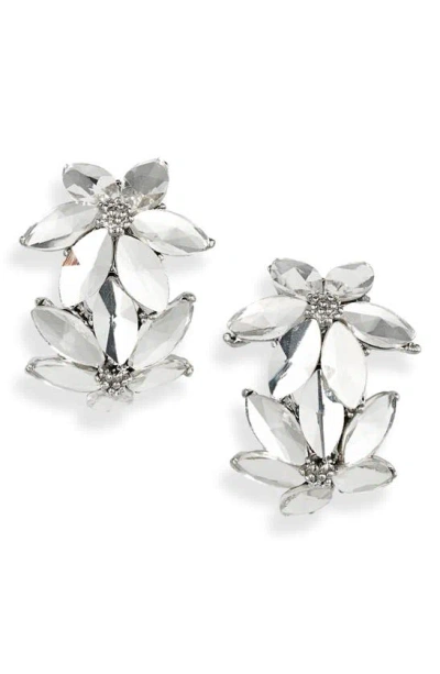 Tasha Flower Crystal Huggie Hoop Earrings In Metallic