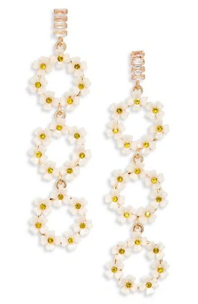 Tasha Flower Drop Earrings In White/ Yellow