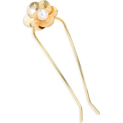 Tasha Flower Hair Pin In Gold