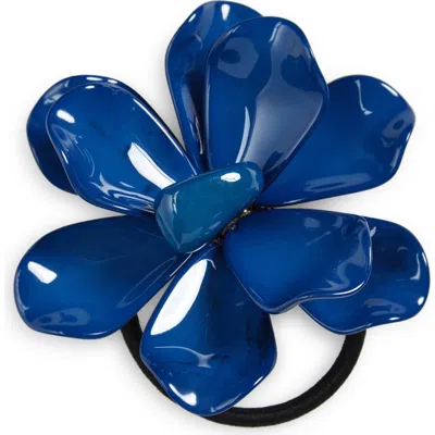 Tasha Flower Ponytail Holder In Blue