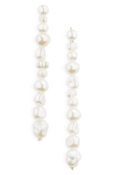 Tasha Freshwater Pearl Linear Earrings In Pearl/ White Iridescent