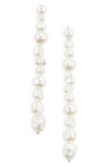 Tasha Freshwater Pearl Linear Earrings In Pearl/white Iridescent