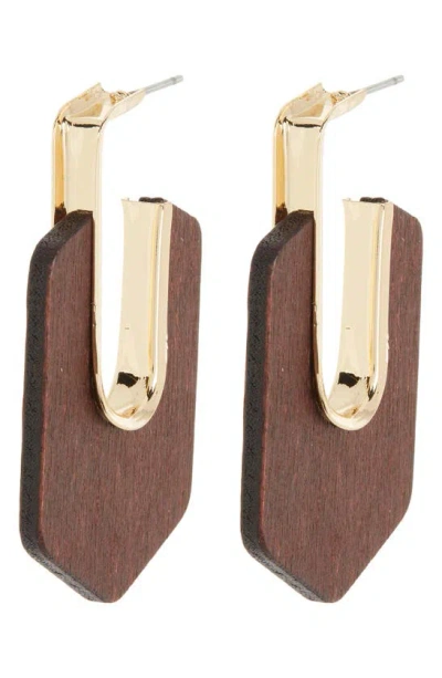 Tasha Geometric Drop Hoop Earrings In Brown