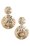 Tasha Hammer Disc Double Drop Earrings In Gold