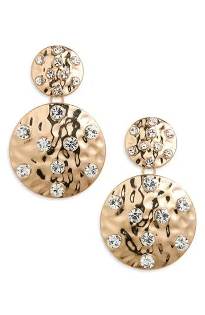 Tasha Hammer Disc Double Drop Earrings In Gold