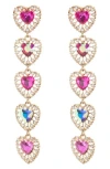 Tasha Heart Drop Earrings In Gold/fuchsia