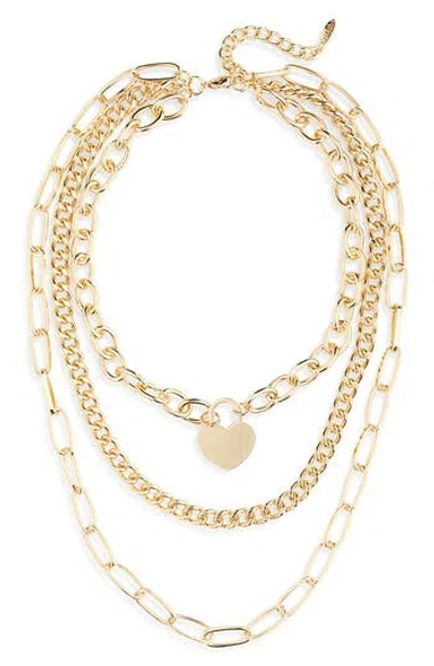 Tasha Heart Pendant Triple Layer Necklace