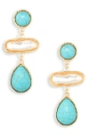 Tasha Imitation Pearl & Stone Drop Earrings In Gold/ Turquoise