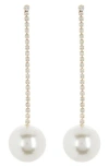 Tasha Imitation Pearl Crystal Chain Drop Earrings In Metallic