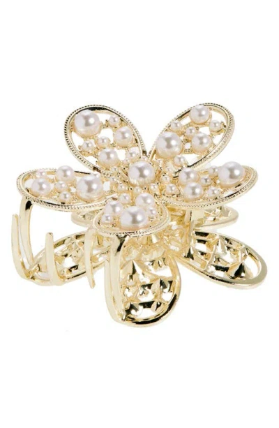 Tasha Imitation Pearl Flower Claw Clip In Gold