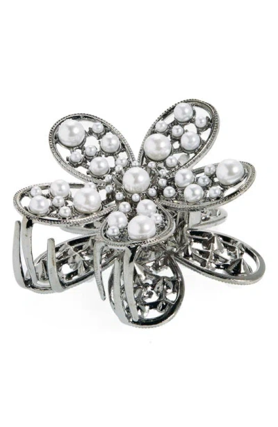 Tasha Imitation Pearl Flower Claw Clip In Metallic
