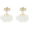 Tasha Imitation Pearl Flower Dangle Earrings In Gold