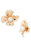 Tasha Imitation Pearl Flower Stud Earrings In Gld/ Pearl