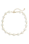 Tasha Imitation Pearl Station Necklace In Gold/ Pearl