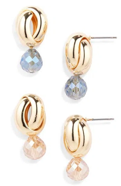 Tasha Interlocked Circle Crystal Drop Earrings In Champagne/blue
