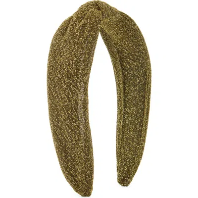 Tasha Knotted Metallic Headband In Gold Metallic