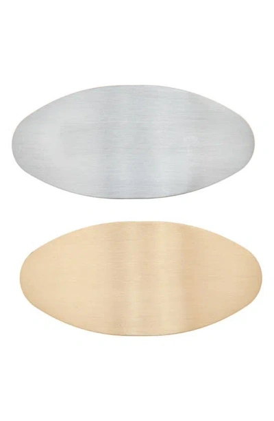 Tasha Large 2-pack Assorted Oval Barrettes In Gold Silver