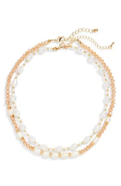Tasha Layered Faux Pearl Necklace In Gold