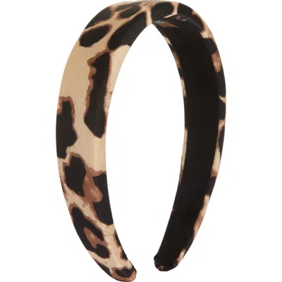 Tasha Leopard Padded Headband In Brown
