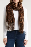 Tasha Leopard Print Blanket Scarf In Brown