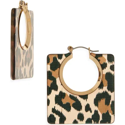 Tasha Leopard Print Square Resin Hoop Earrings In Brown