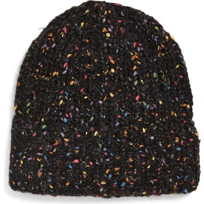 Tasha Marled Confetti Cuffed Beanie In Black