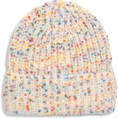 Tasha Marled Confetti Cuffed Beanie In White