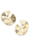 Tasha Metal Fan & Crystal Statement Stud Earrings In Gold