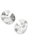 Tasha Metal Fan & Crystal Statement Stud Earrings In Silver