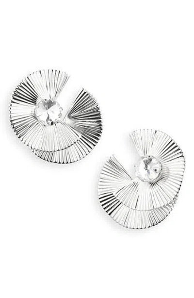 Tasha Metal Fan & Crystal Statement Stud Earrings In Metallic