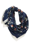 Tasha Mini Flowers Scarf In Navy/ Multi
