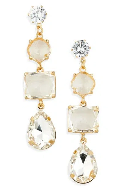 Tasha Mixed Shape Crystal Link Drop Earrings In Gold