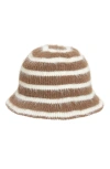 Tasha Mixed Stripe Bucket Hat In Brown