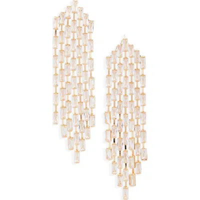 Tasha Multiple Strand Cubic Zirconia Chandelier Earrings In Pink
