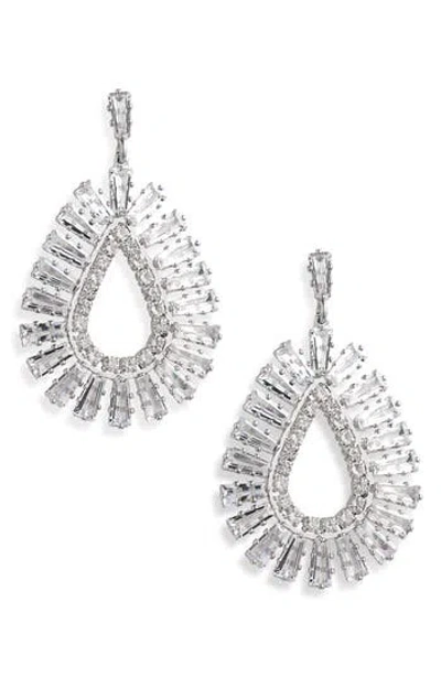 Tasha Open Teardrop Drop Earrings In Metallic