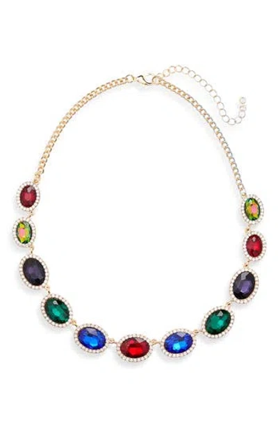 Tasha Oval Crystal & Cubic Zirconia Halo Station Necklace